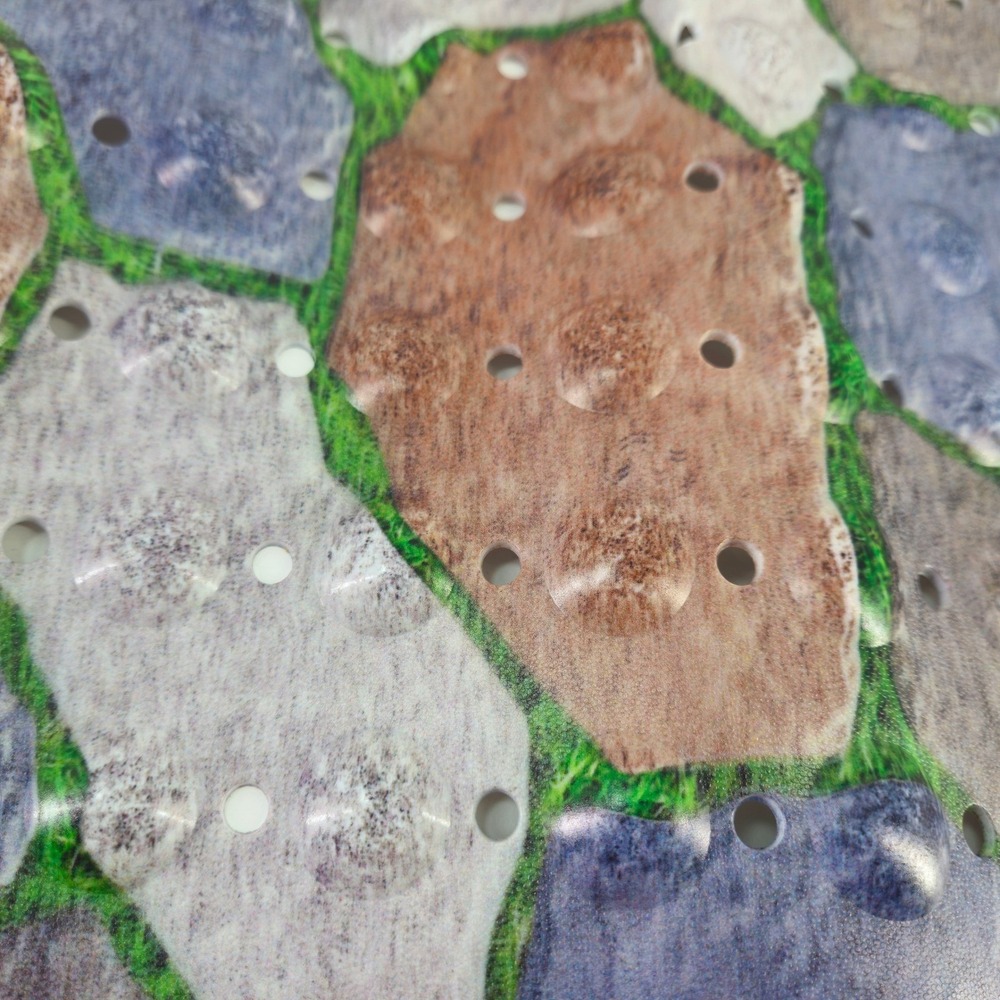 Square Cobblestone Pebble Print Shower Mat Non-Slip Suction Cup Multicolor 31x31 - Picture 6 of 6
